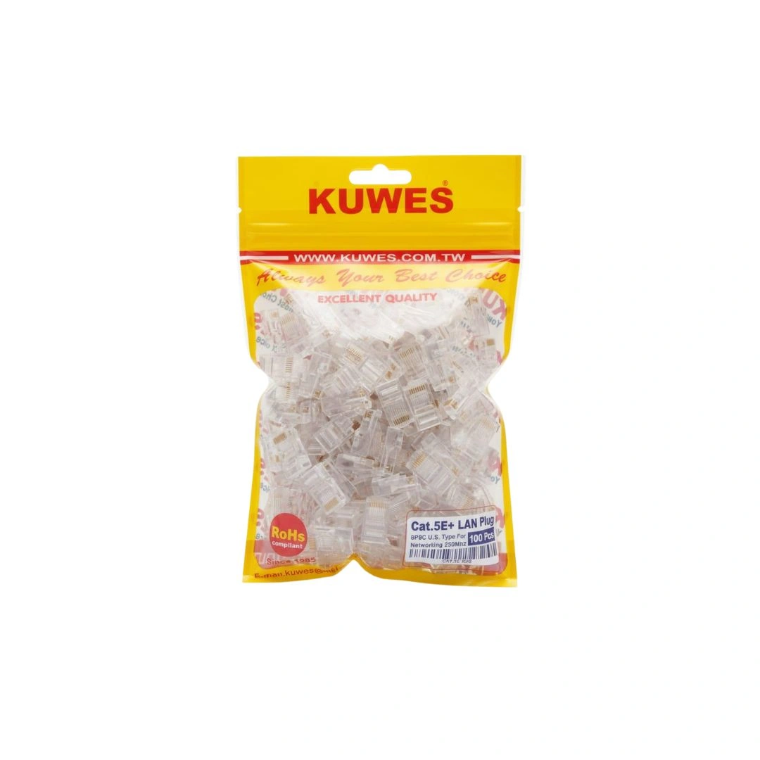 KUWES RJ45 CAT5e Connectors Pack of 100 | LAN Plugs