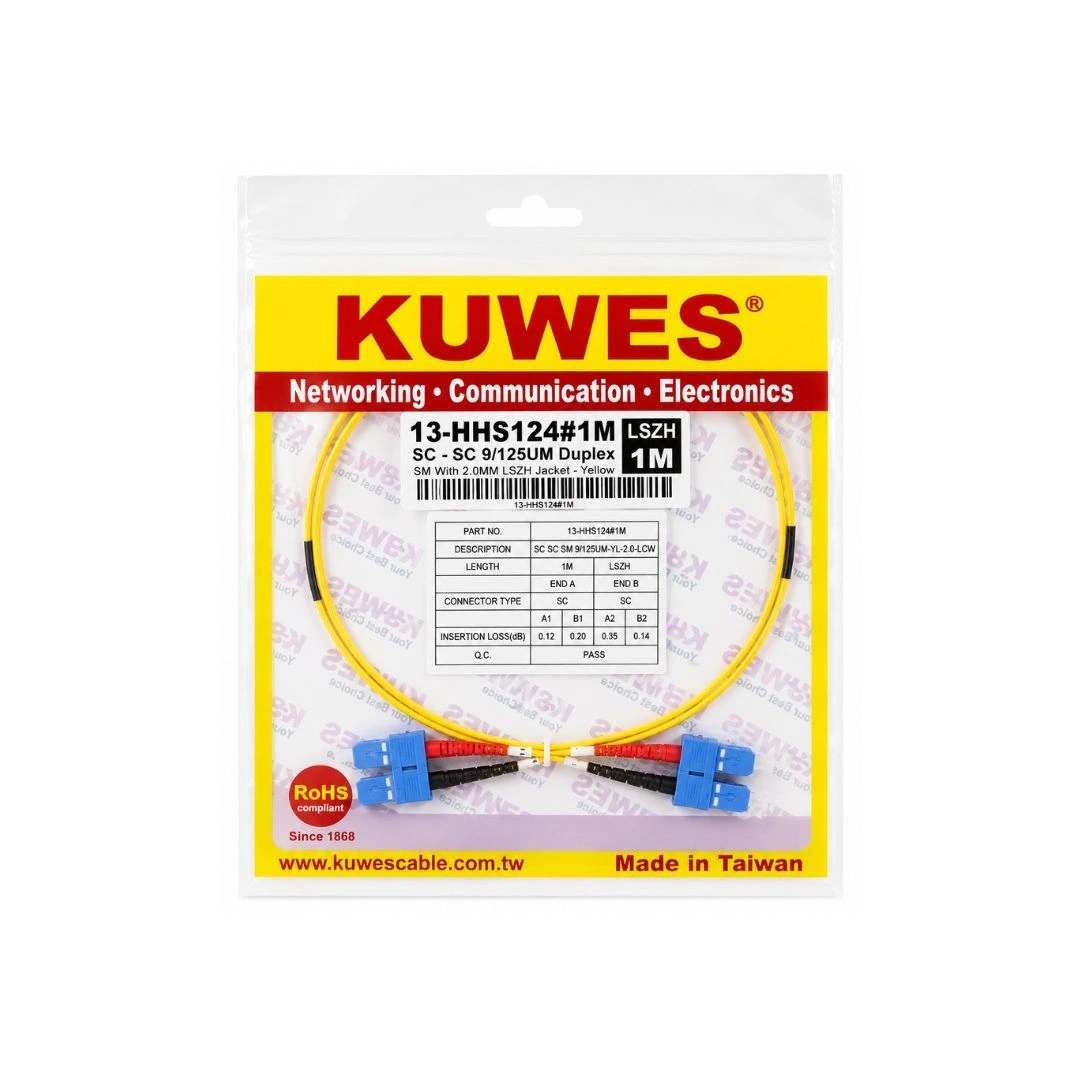 KUWES SC–SC Single Mode Fiber Patch Cord 1M