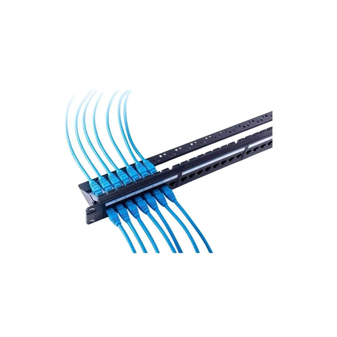DKURVE 24 Port Cat6 Patch Panel Inline Keystone – 1U 19″