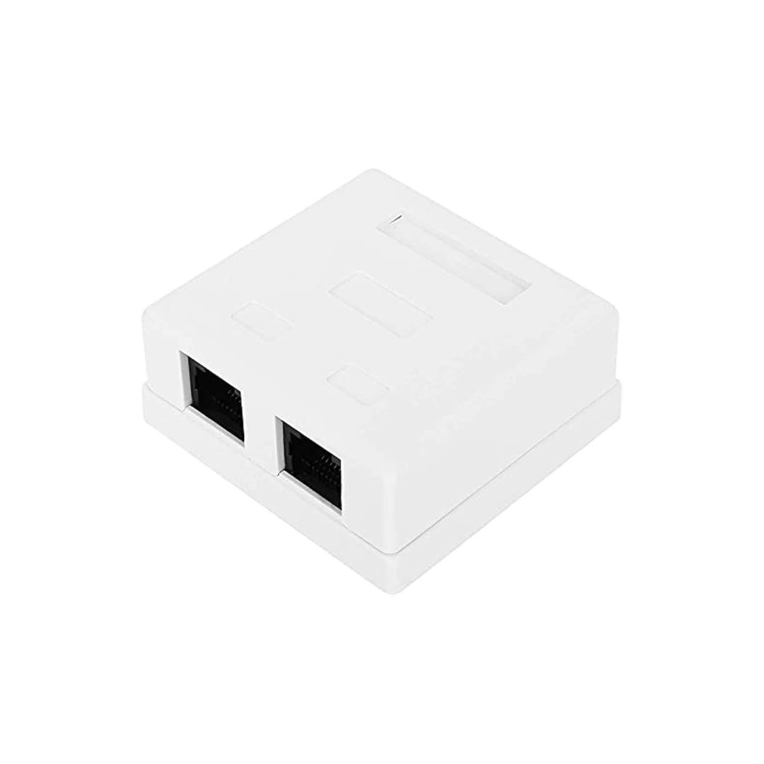 DKURVE® 2 Port Cat6 Surface Mount Box RJ45 Ethernet Wall Box with Screws & Tape