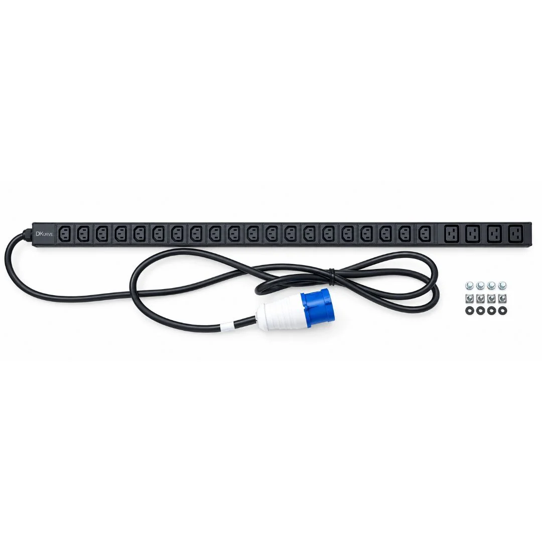 DKURVE® 24-Port C13 & C19 Rack Mount Power Distribution Unit – 32A Industrial Plug