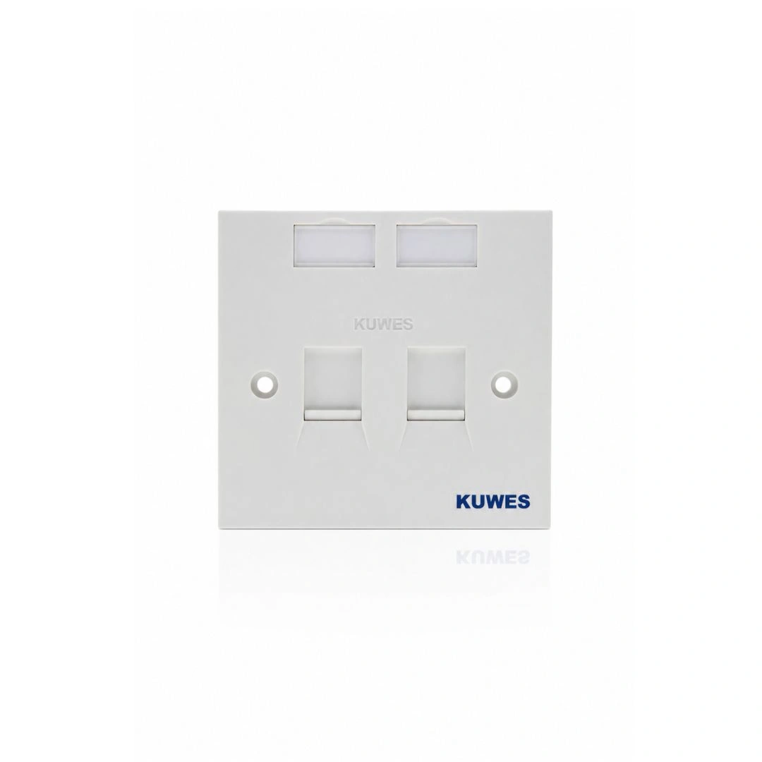 KUWES 2-Port RJ45 Face Plate UK 86x86mm No-Screw Hole