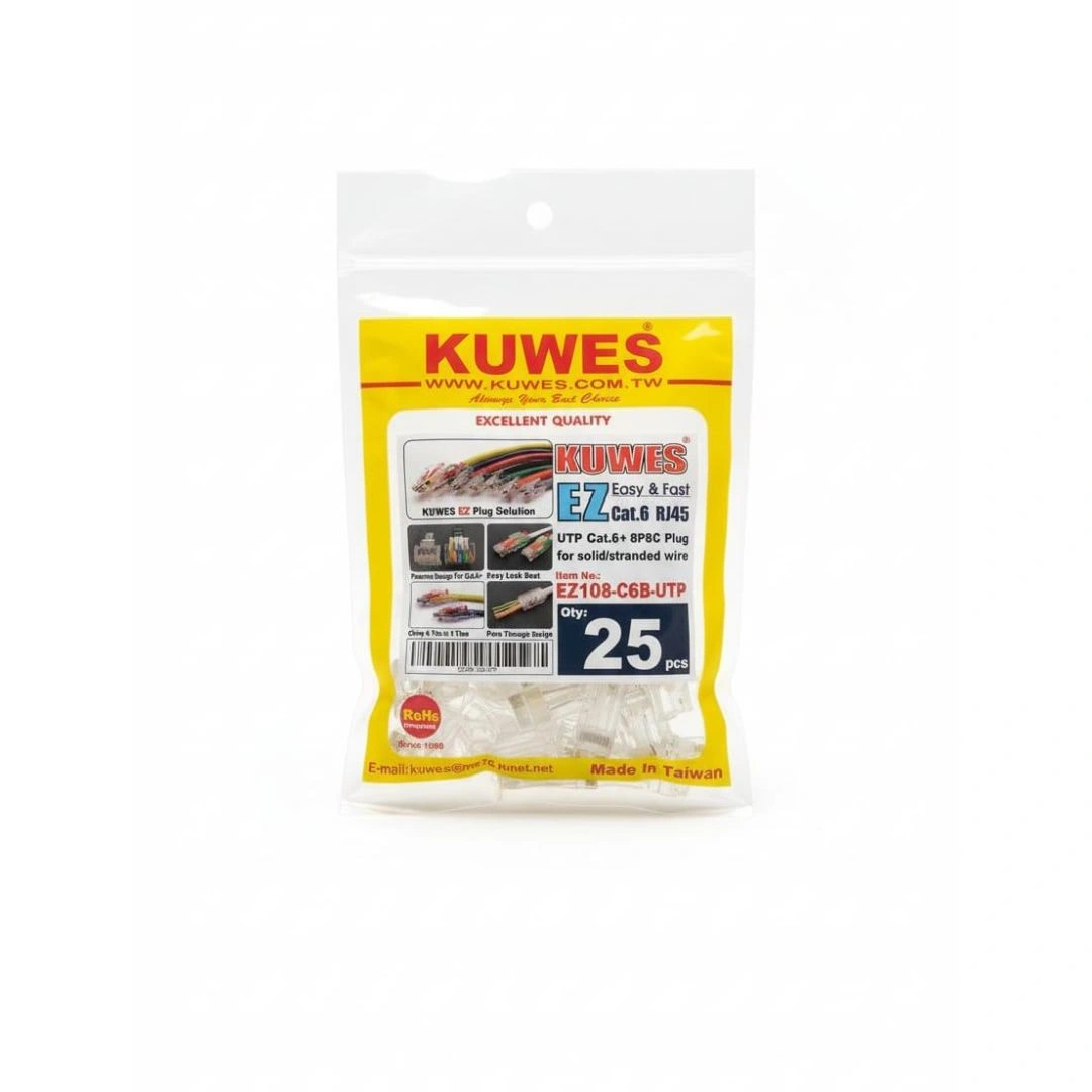CAT6 EZ RJ45 Pass Through Connectors Pack of 25 | KUWES UAE
