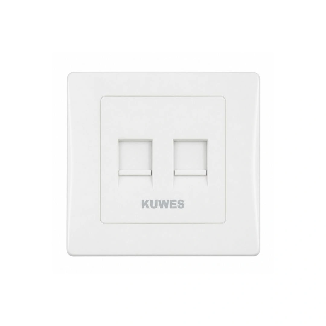 KUWES 2-Port RJ45 Face Plate UK 86x86mm No-Screw Hole
