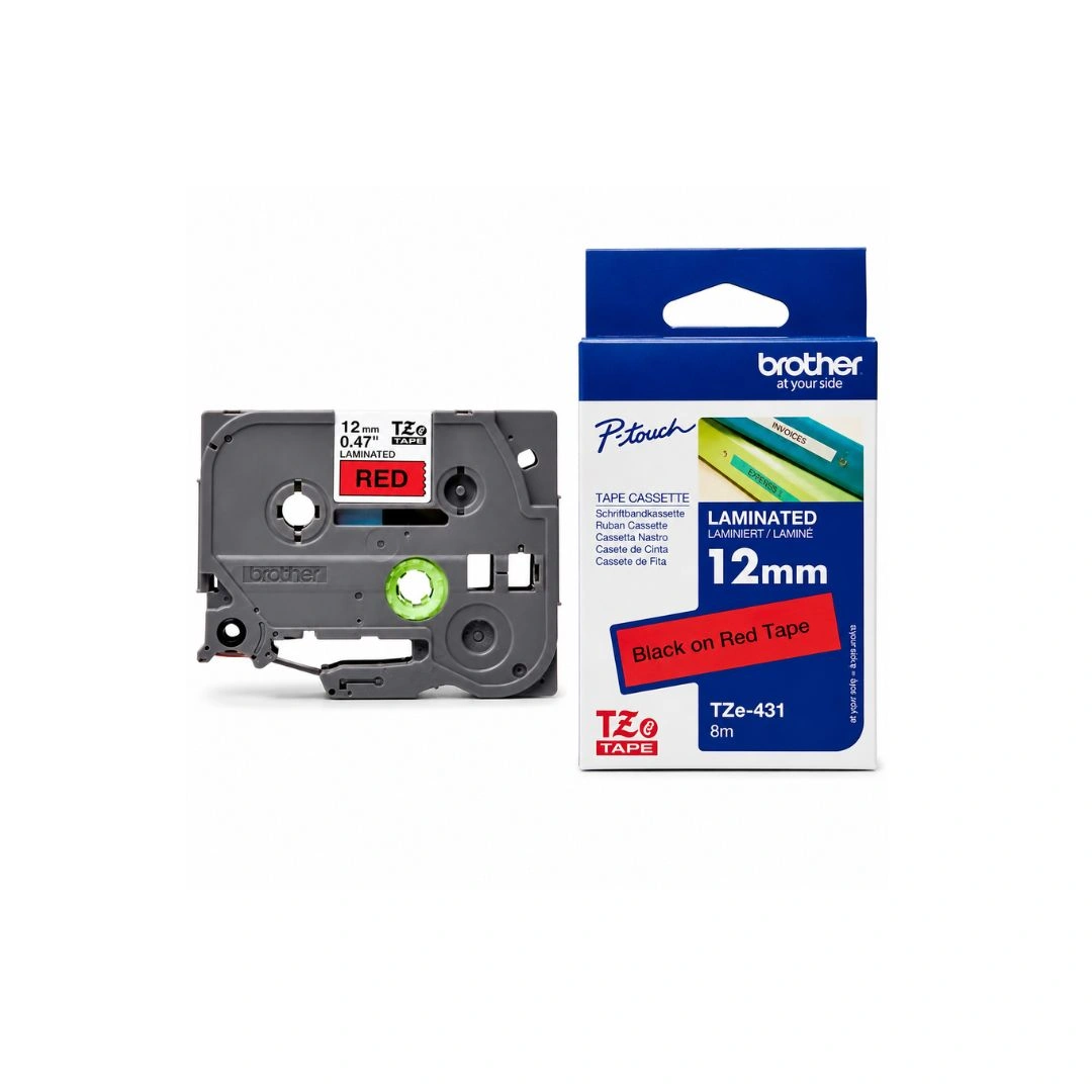 Brother TZe-431 12mm Black on Red Label Tape