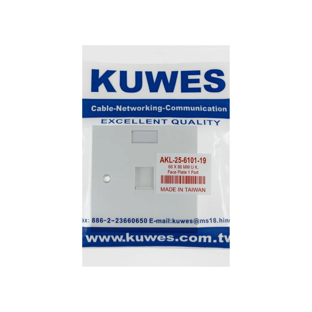 KUWES 1-Port RJ45 Face Plate UK 86x86mm No-Screw Hole