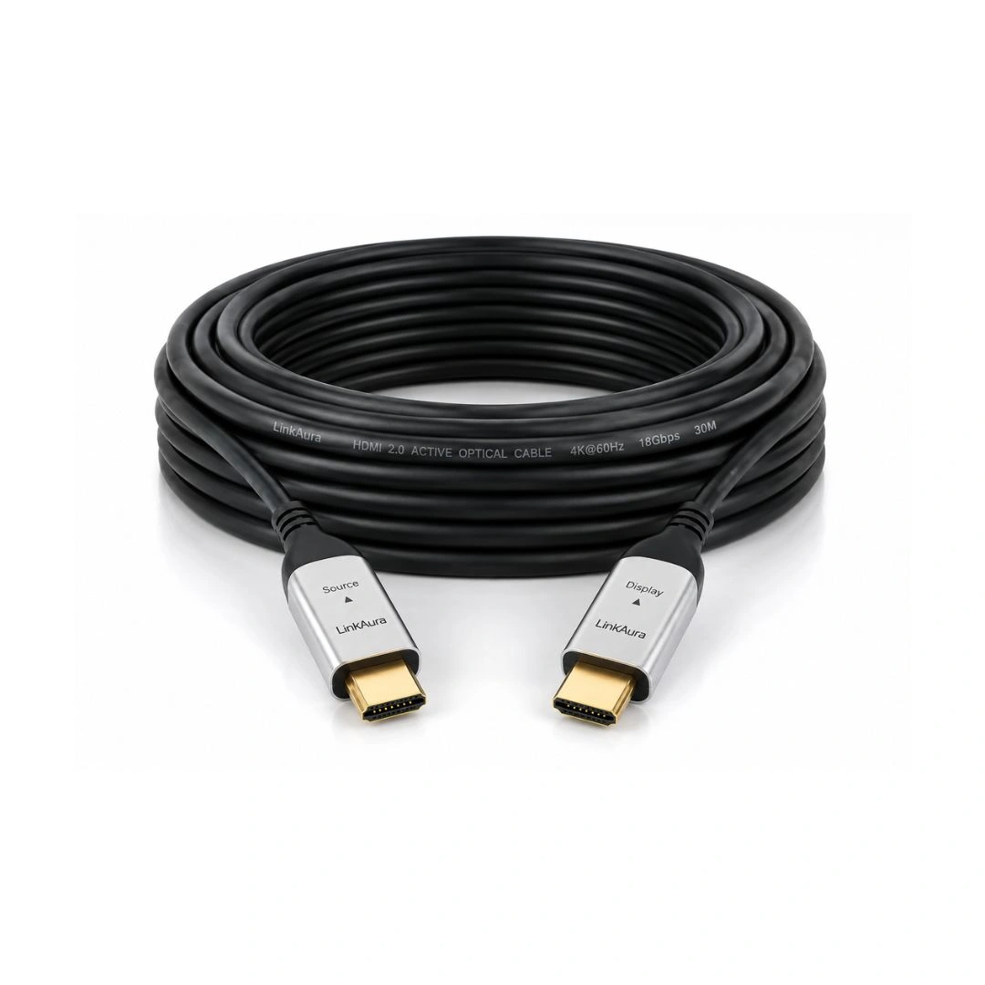 LinkAura LA-AOC-4KHND2-30 HDMI 2.0 Active Optical Cable | 30 Meter Hybrid Fiber HDMI Cable | 4K@60Hz 18Gbps HDR HDCP2.2