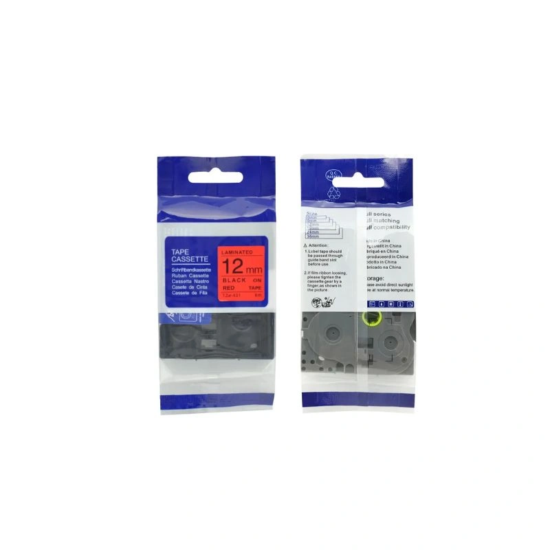 Brother Compatible Label Tape 12mm × 8m – Black on Red