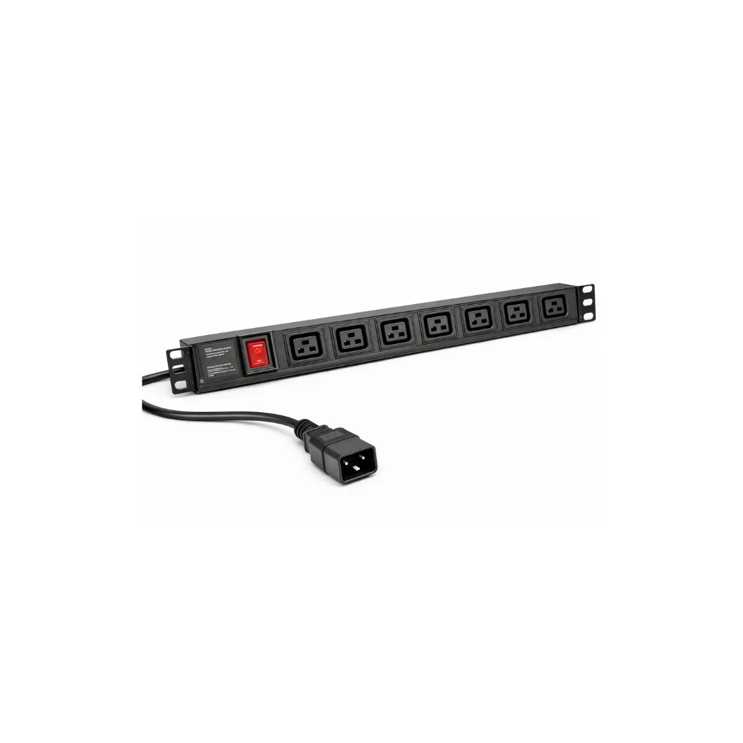 DKURVE® 6-Way C19-C20 Rackmount PDU – Horizontal 19″ PDU, 2m Cable