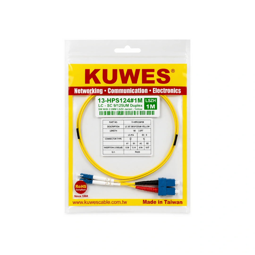 KUWES LC–SC Single Mode Fiber Patch Cord 1M
