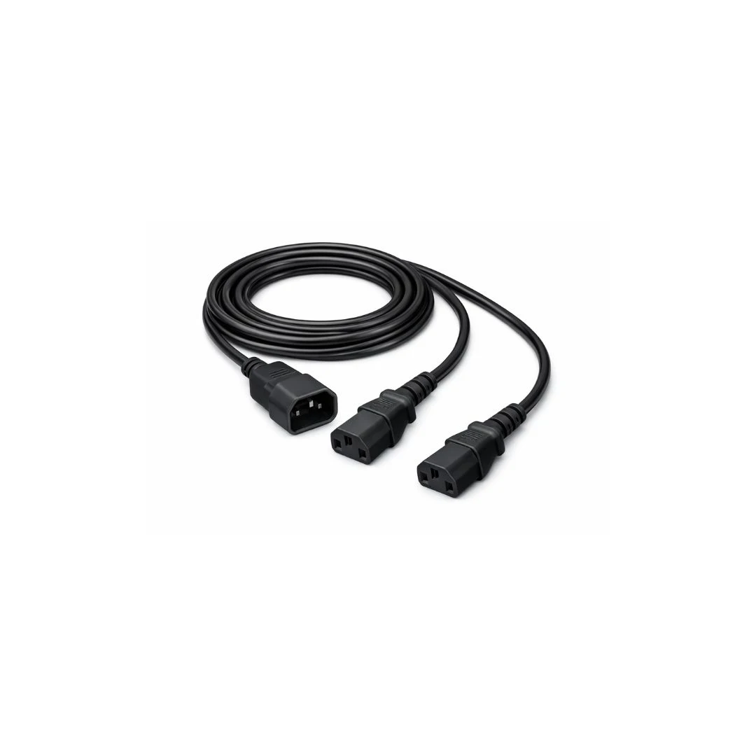 DKURVE® IEC C14 to Dual C13 Power Splitter Cable – 2× C13 Output, 10A 250V