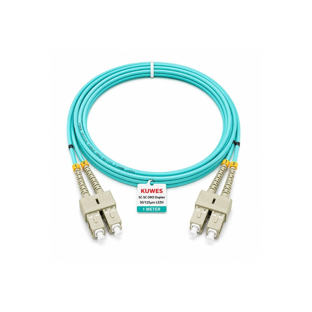 KUWES SC–SC OM3 Duplex Fiber Patch Cord 1M – 50/125µm LSZH