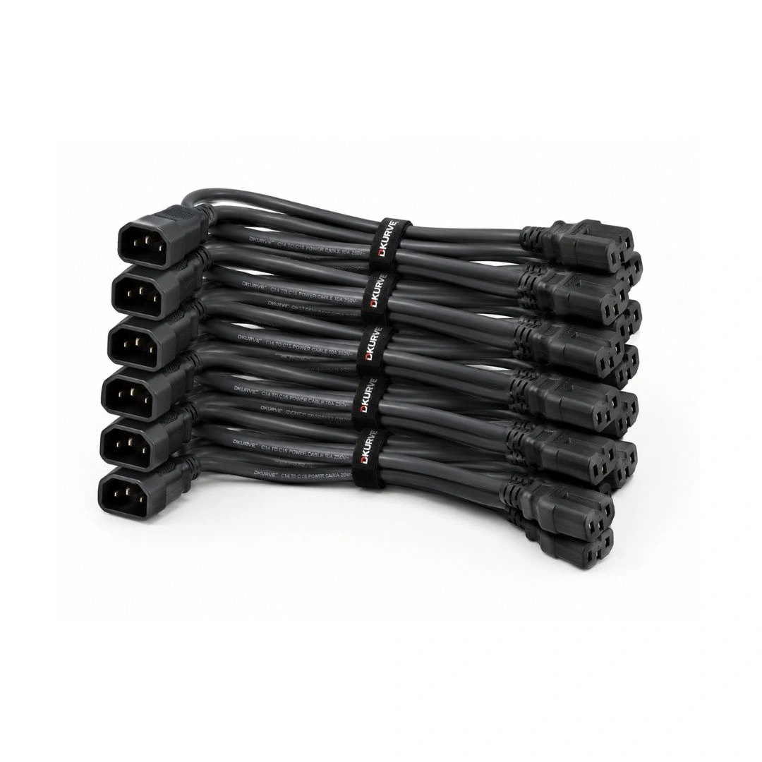 DKURVE C14 to C15 Power Cable 1.8M | 1.5MM Full Copper | Bulk Pack
