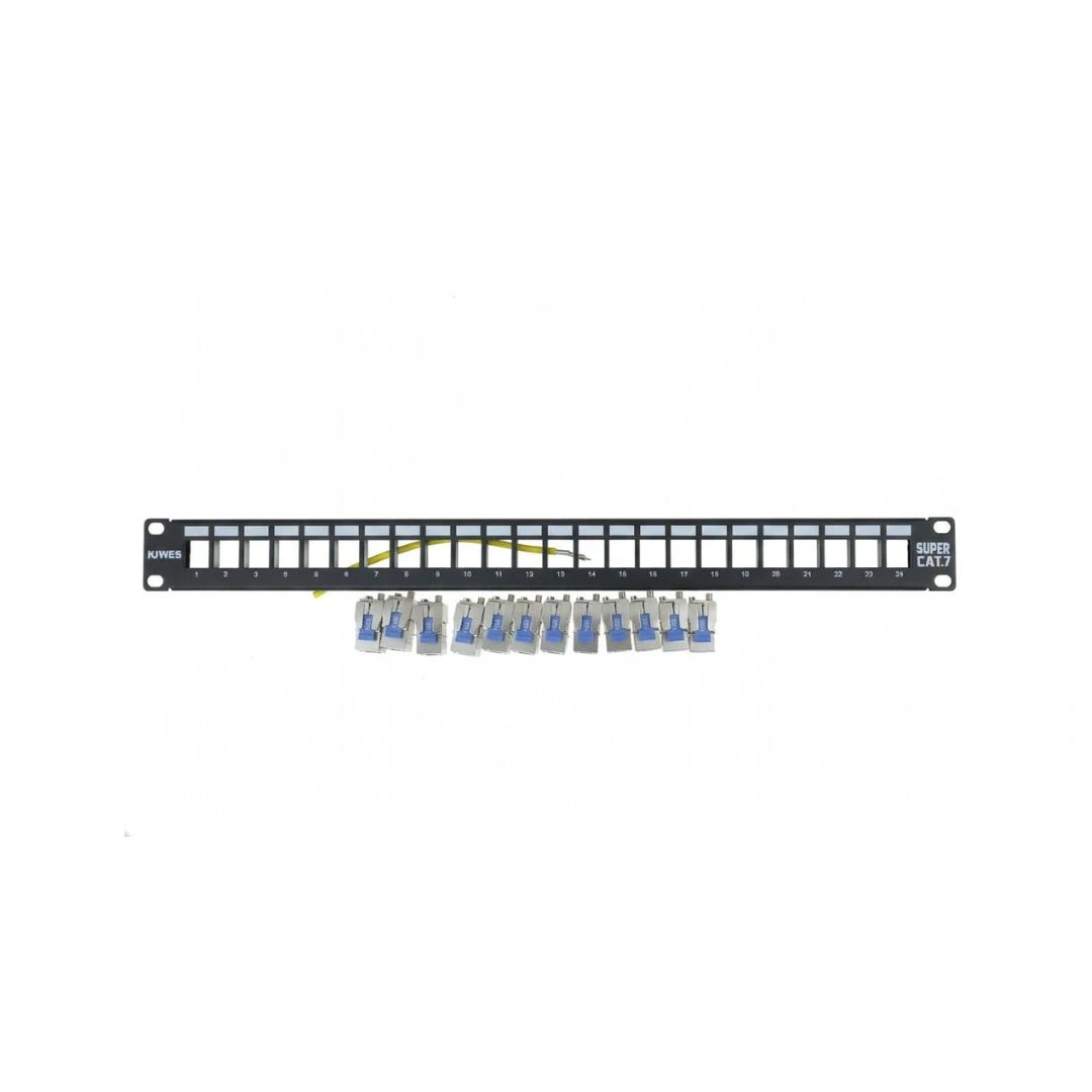 KUWES 24-Port Cat7 SFTP Patch Panel with Keystone Jacks