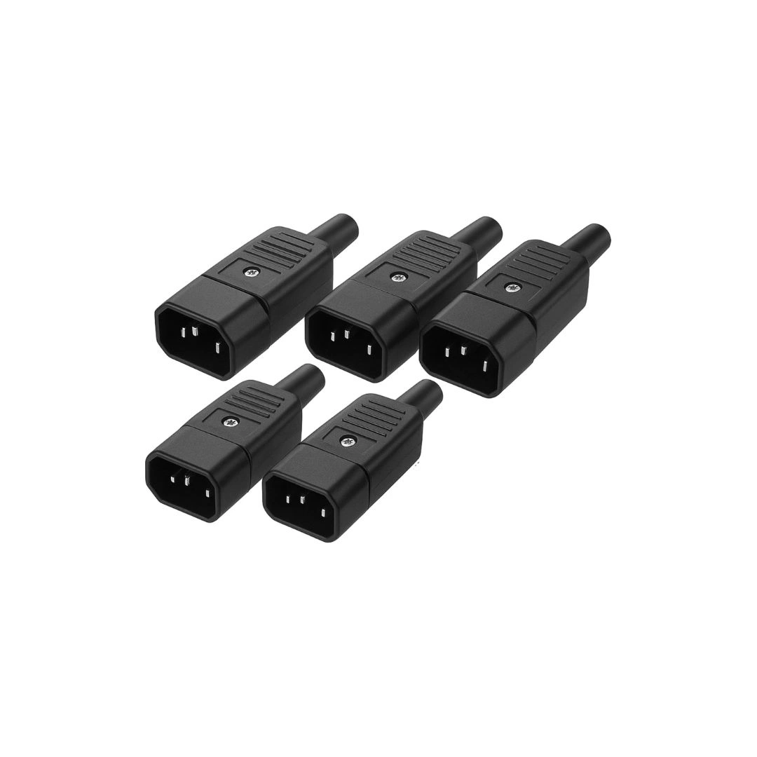 DKURVE® IEC C14 Rewireable Plug Connector – 3-Pin Male (5 Pack)