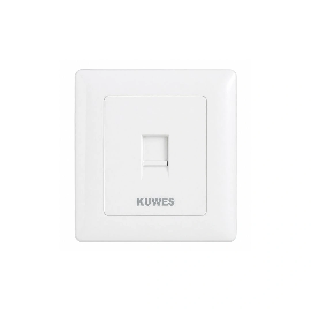 1-Port RJ45 Face Plate UK No-Screw Hole 86x86mm | KUWES UAE