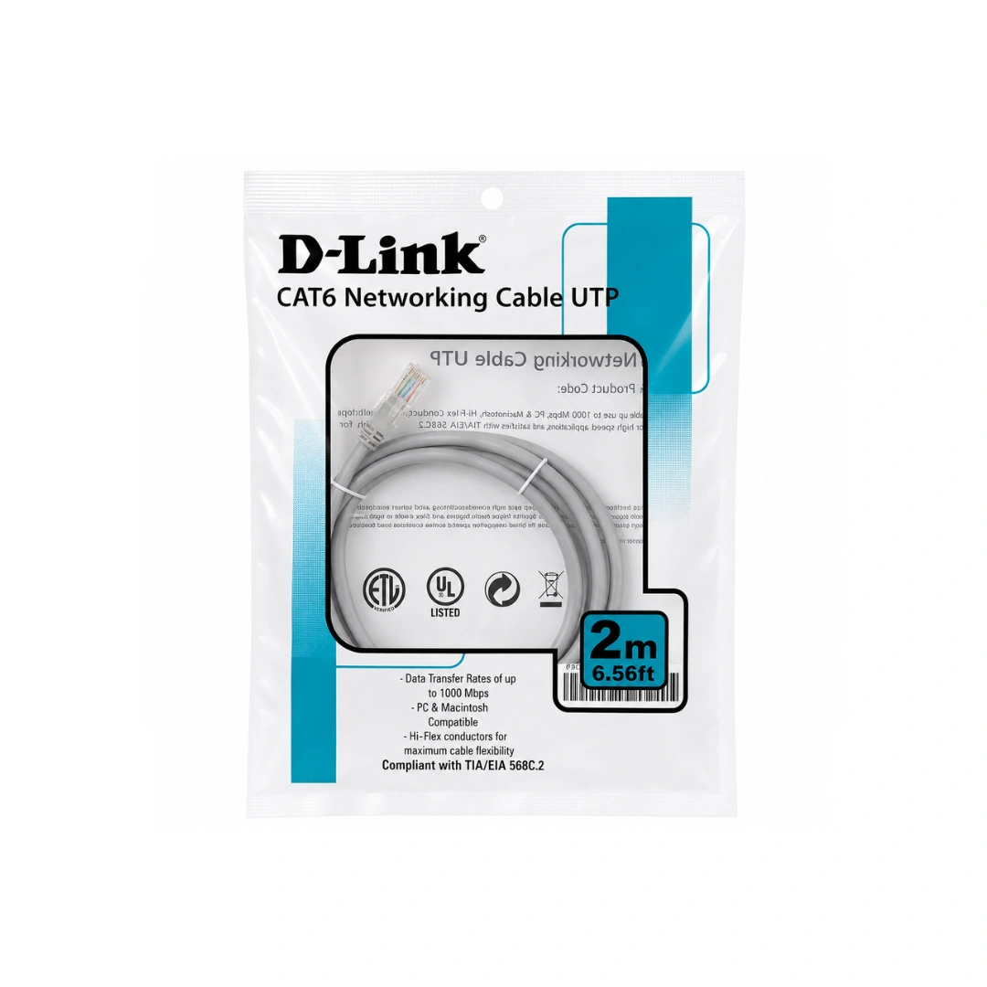 D-Link Cat6 UTP Round Patch Cord 3 Meter Grey 24AWG Pack of 10 (NCB-C6UGRYR1-3)