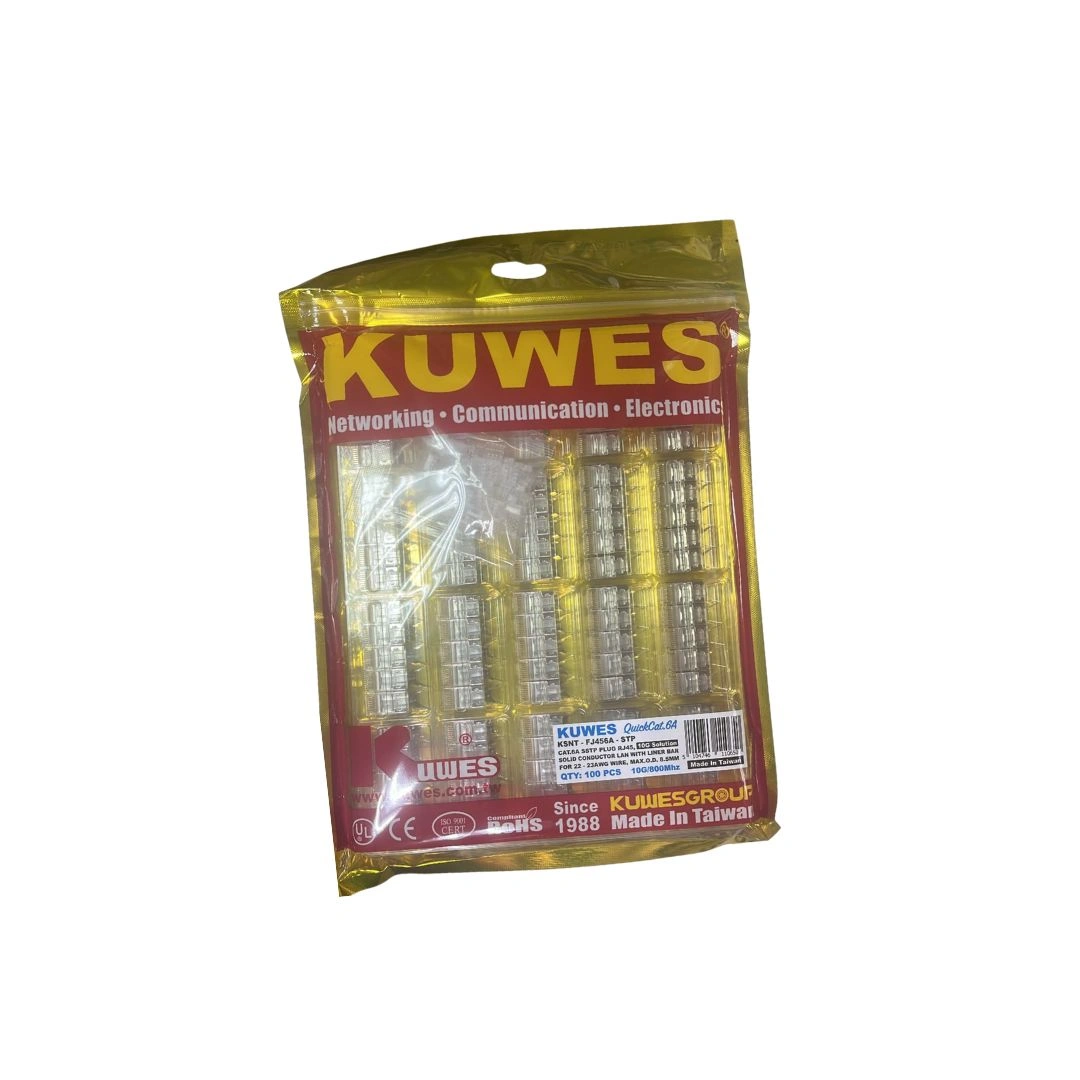 KUWES CAT6A RJ45 Connectors 100-Pack | Shielded High-Speed Plug