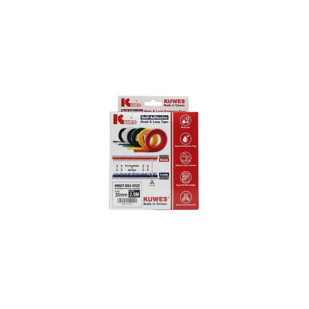 KUWES Self-Adhesive Hook & Loop Tape 20mm × 2.5m
