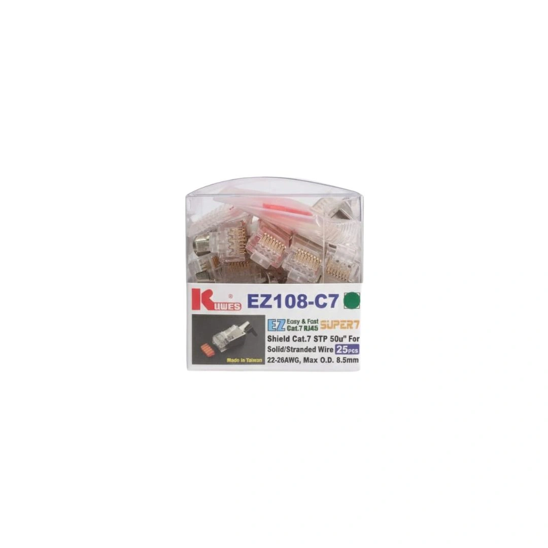 KUWES EZ RJ45 CAT7 STP Pass-Through Connector – Pack of 25
