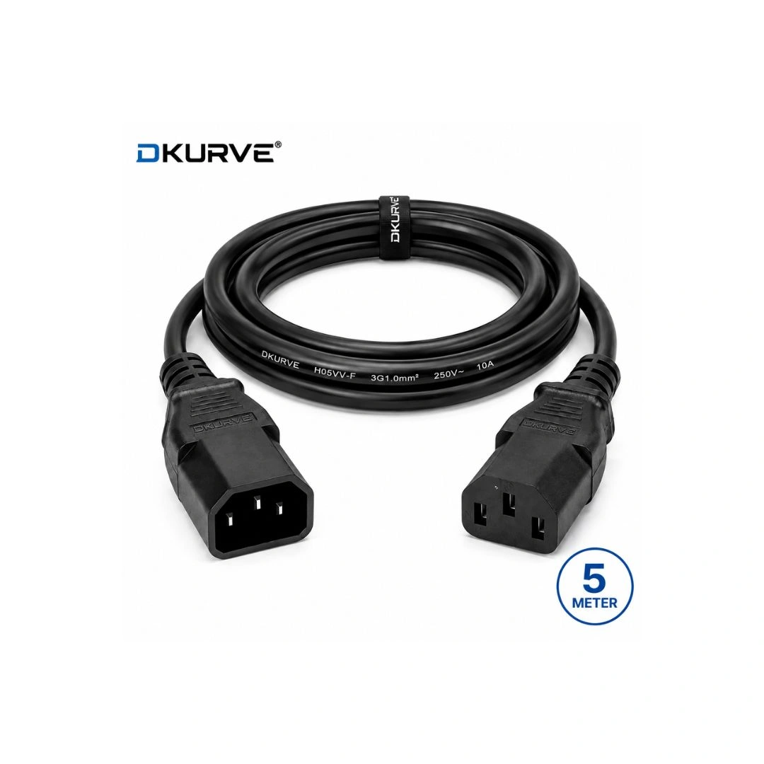 C13 to C14 5 Meter Power Cable – IEC Male to Female Extension Cord | DKURVE