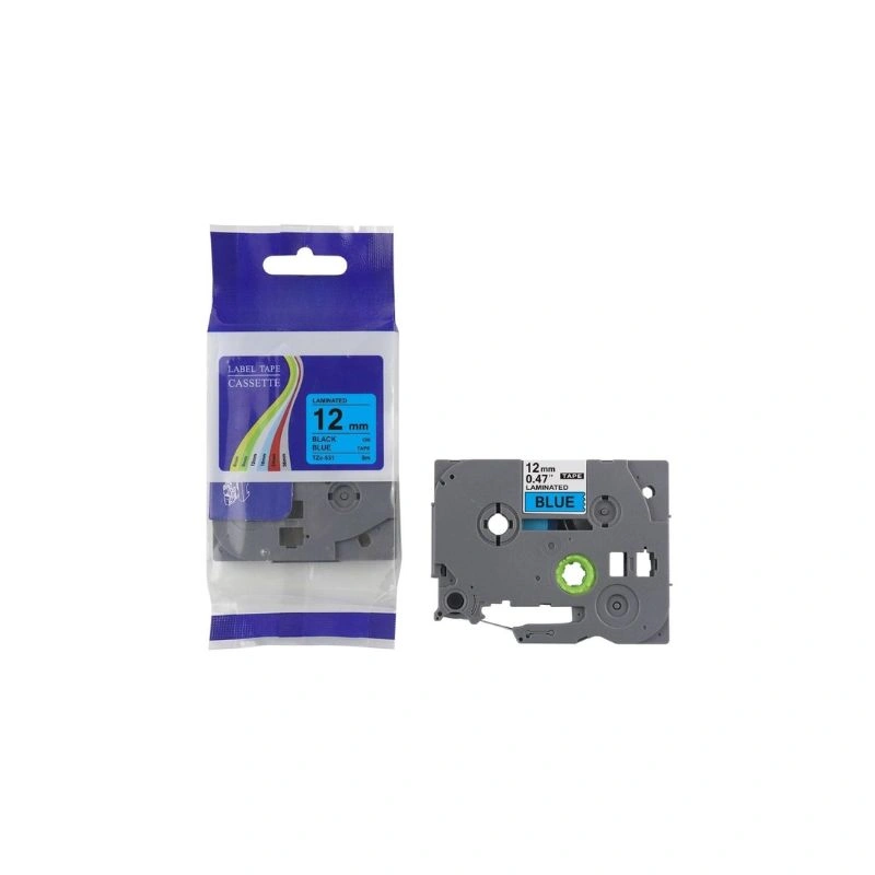 Brother Compatible Label Tape 12mm × 8m – Black on Blue