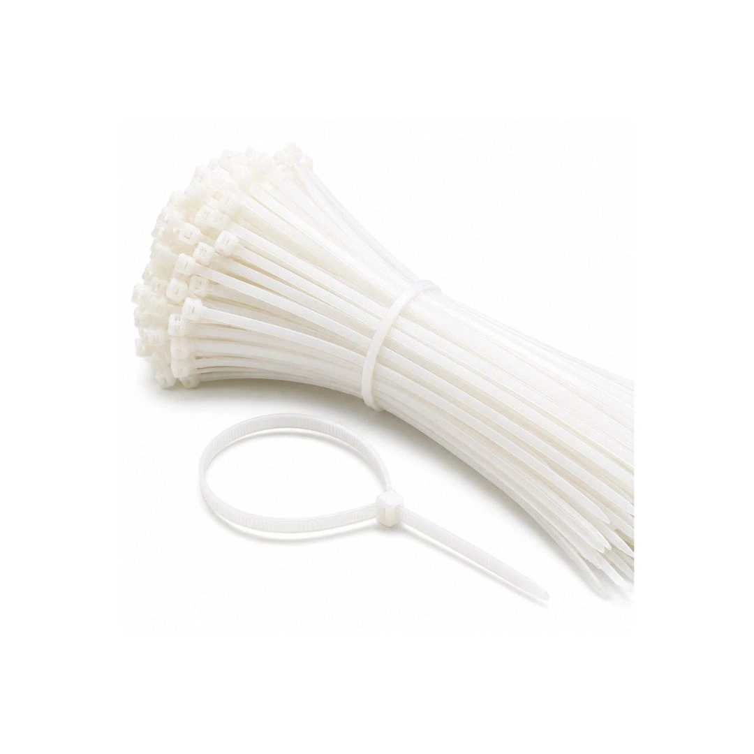 Cable Tie White 100mm x 2.5mm – Pack of 100 | Nylon Cable Zip Ties for Cable Management | UAE, GCC & Africa