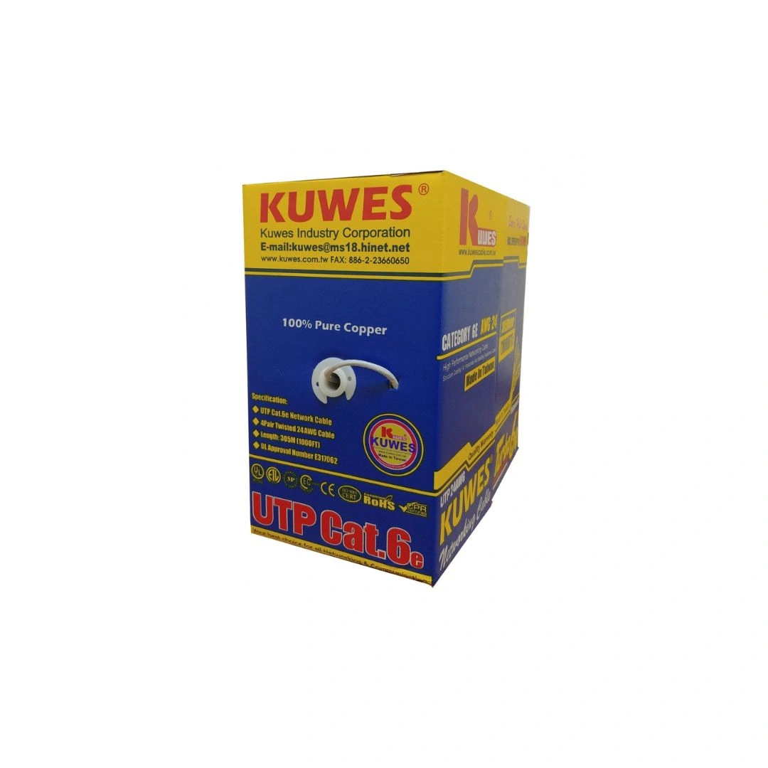 KUWES CAT6e Cable Roll 305m – 24AWG Solid Copper (Grey)
