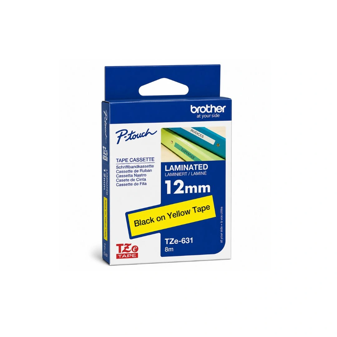 Brother TZe-631 12mm Black on Yellow Laminated Label Tape