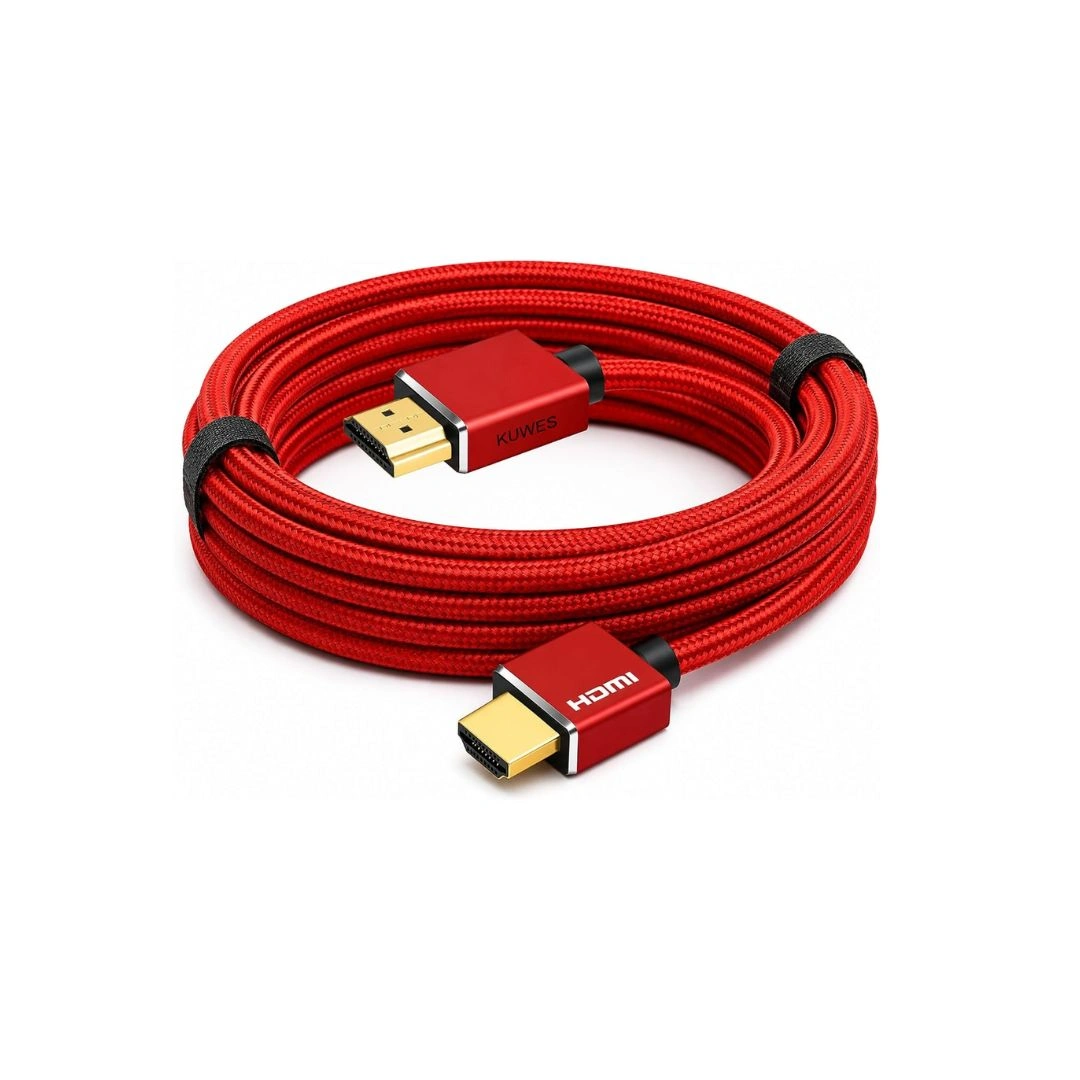 KUWES 4K HDMI 2.0 Braided Red Cable 15M