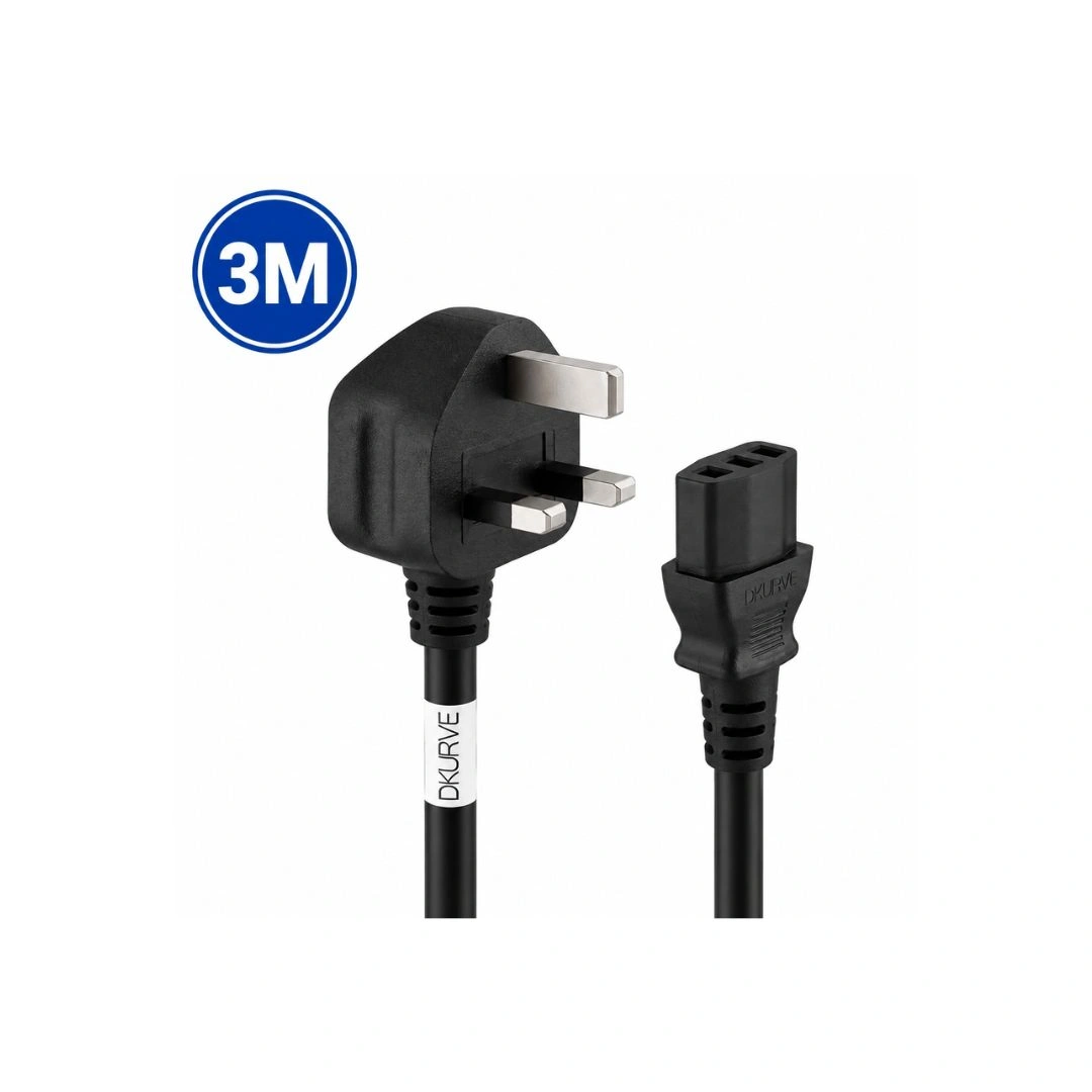 Desktop Power Cable 3M – UK Plug to C13 Full Copper | DKURVE