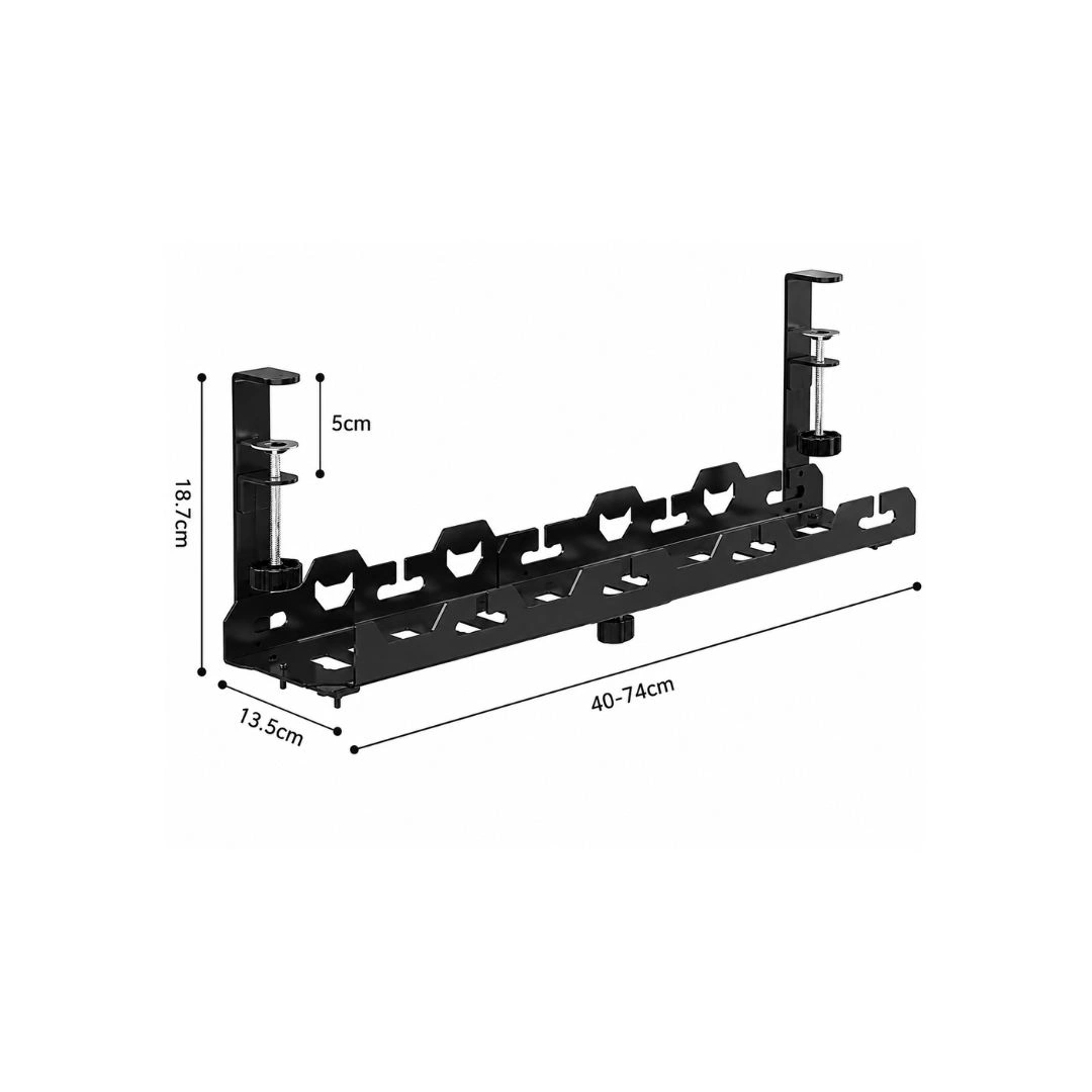 Adjustable Under Desk Cable Organizer Tray – Black