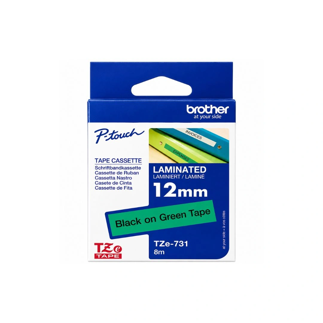 Brother TZe-731 12mm Black on Green Tape