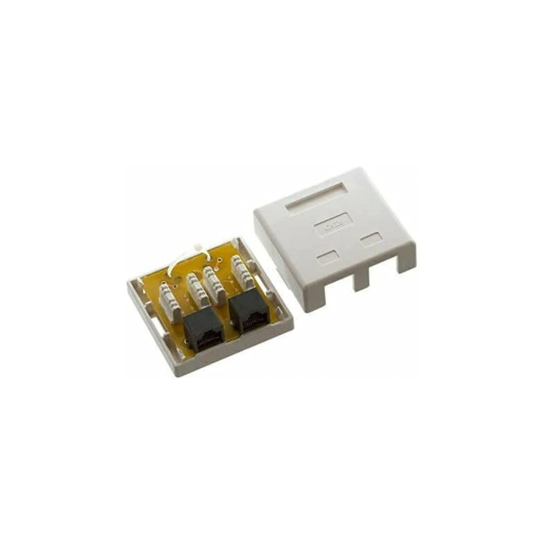 DKURVE® 2 Port Cat6 Surface Mount Box RJ45 Ethernet Wall Box with Screws & Tape