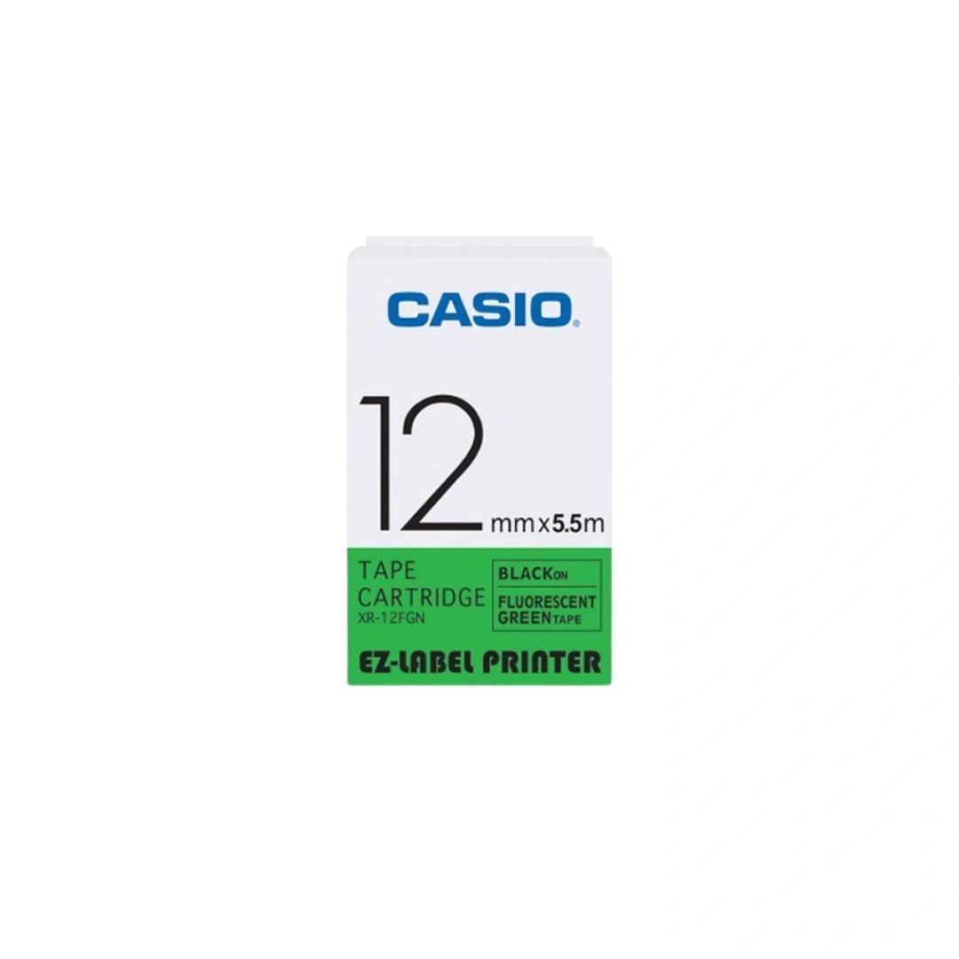 Casio XR-12GN 12mm Black on Green Label Tape for KL-820