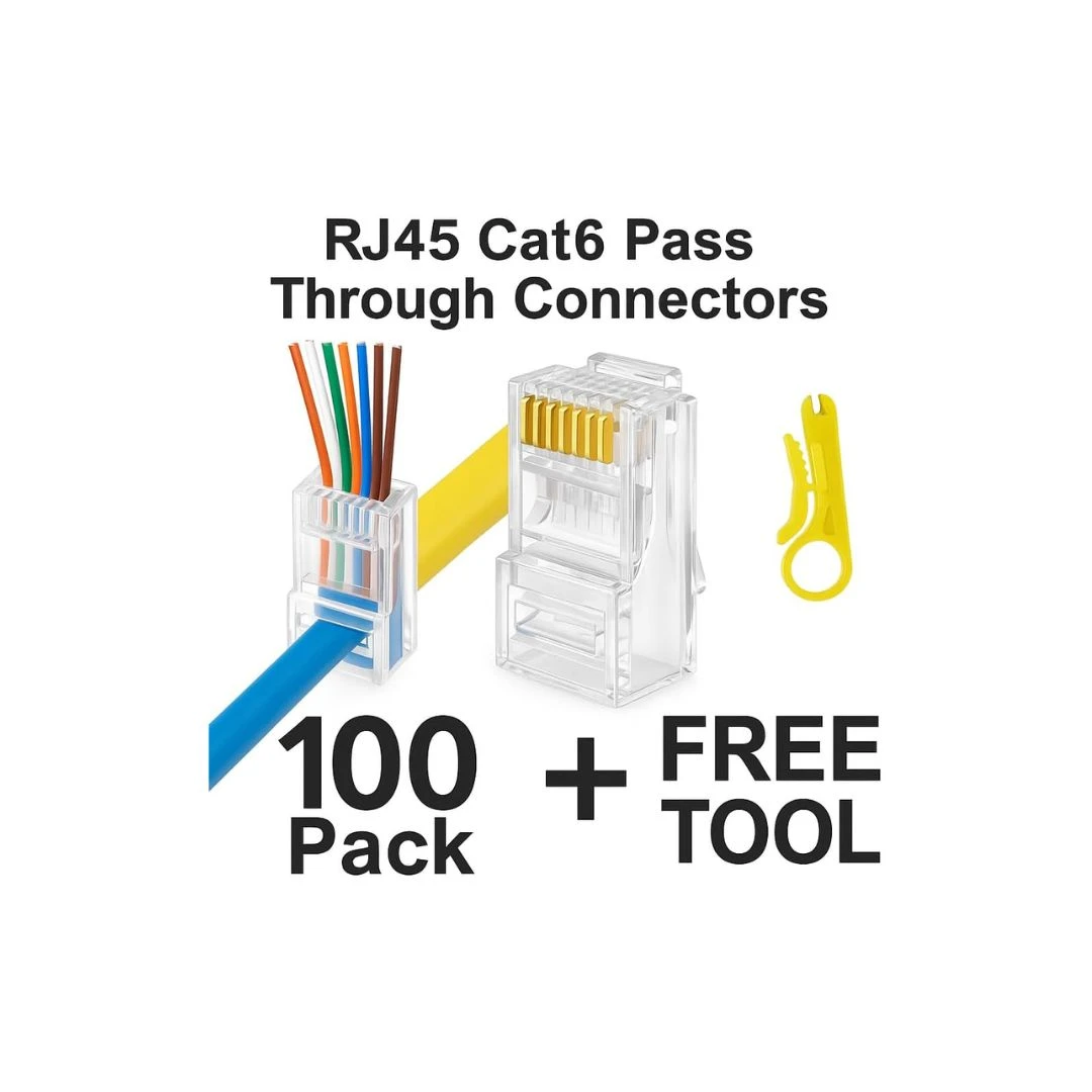 DKURVE RJ45 EZ Pass Through CAT6/CAT5e Connector 100 Pack