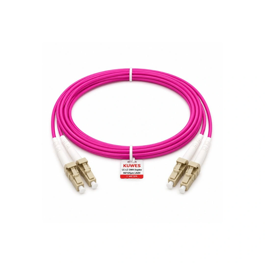 KUWES LC–LC OM4 Duplex Fiber Patch Cord 1M – 50/125µm LSZH