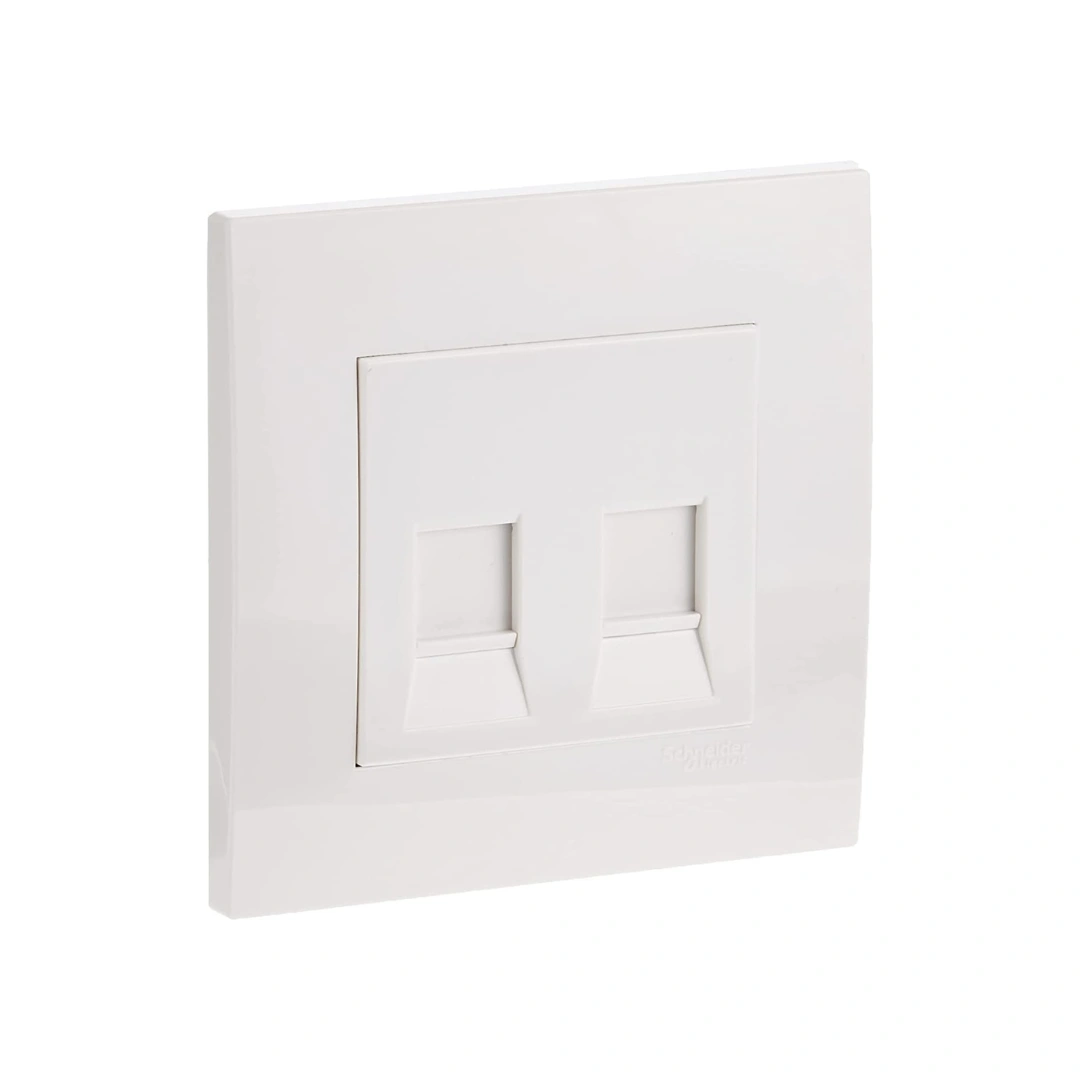 Schneider Vivace 2 Gang Keystone Wallplate with Shutter – White