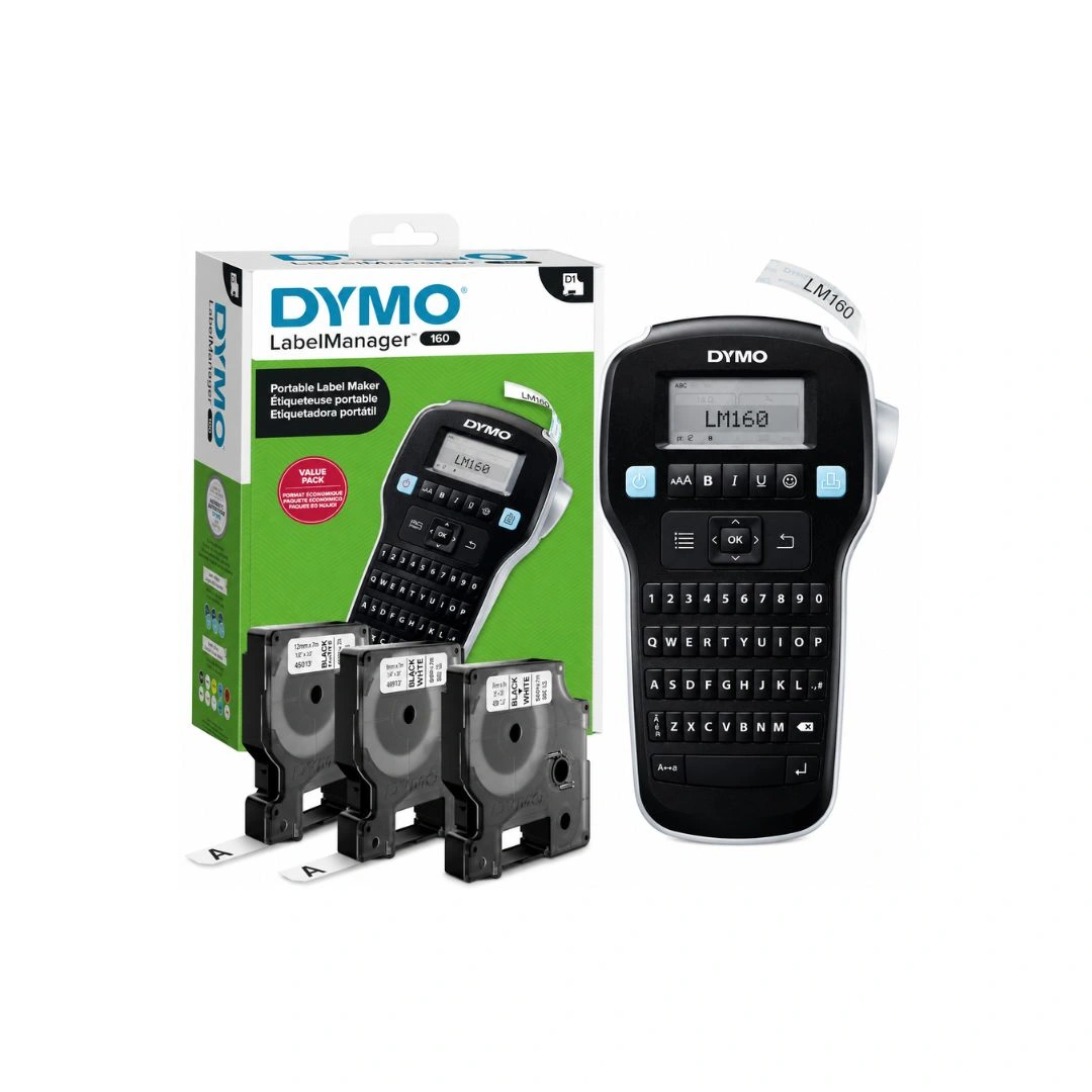 DYMO LabelManager 160 Label Maker with 3 D1 Tapes