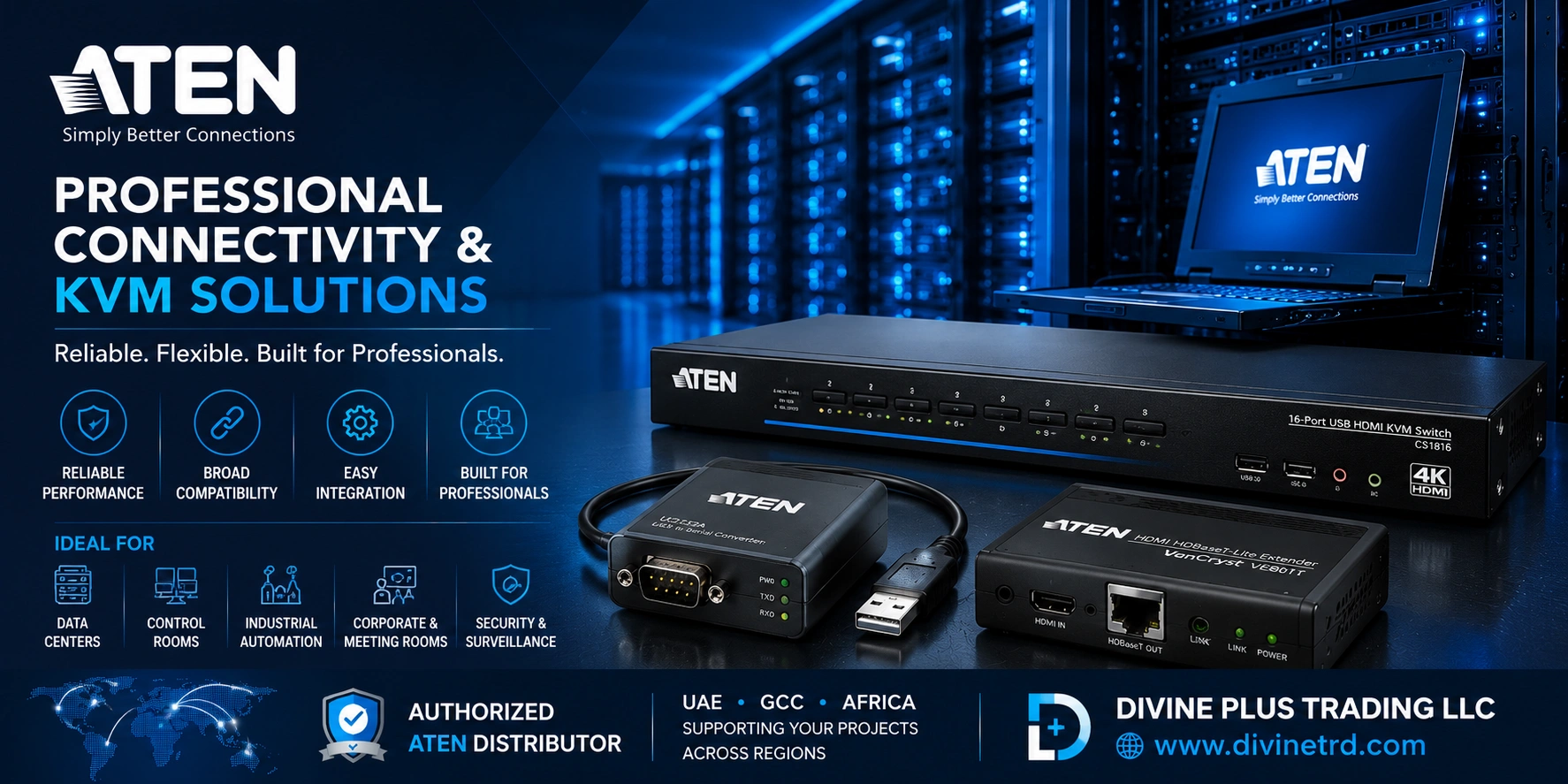 ATEN Professional Connectivity & KVM Solutions in UAE | Divine Plus Trading LLC