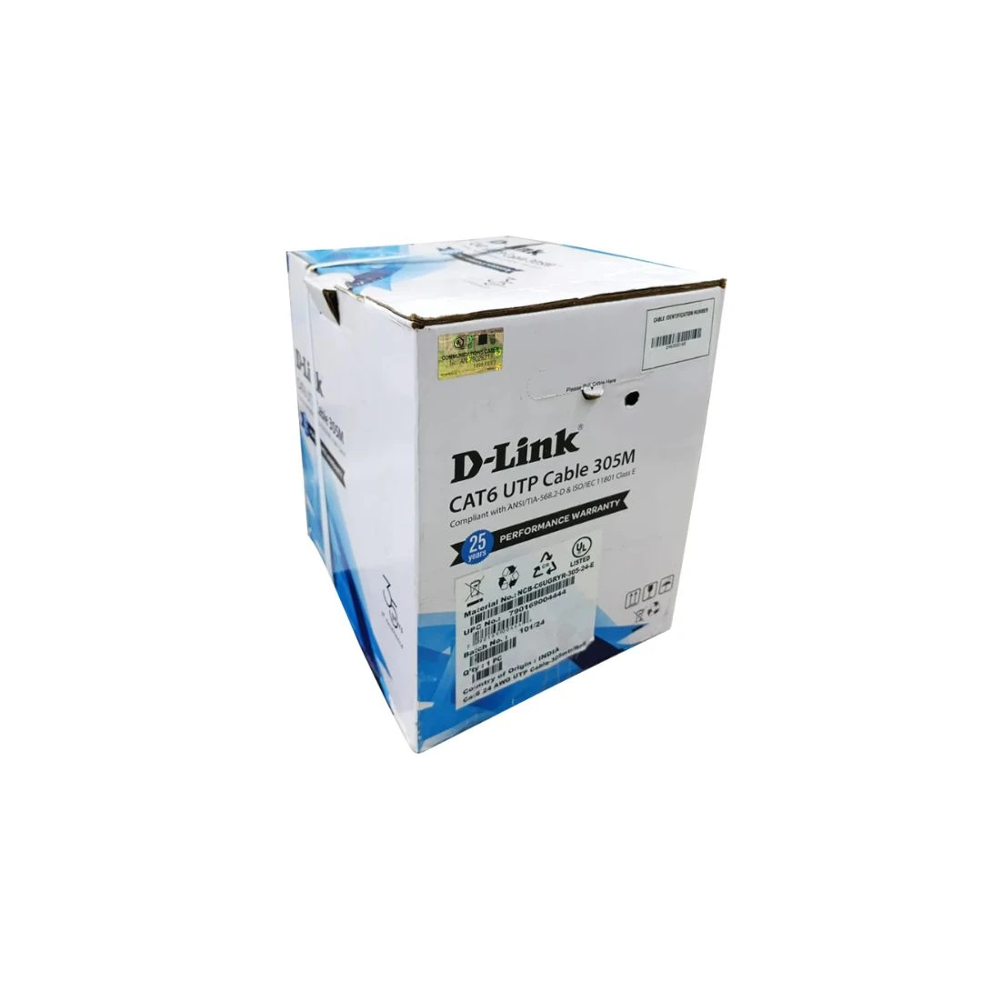 D-Link Cat6 UTP LAN Cable 24AWG – 305 Meter Box Grey