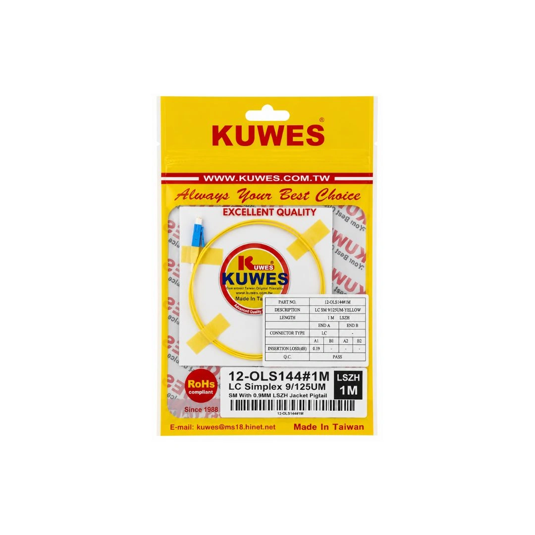 KUWES LC Singlemode Fiber Optic Pigtail 1M – 9/125µm LSZH