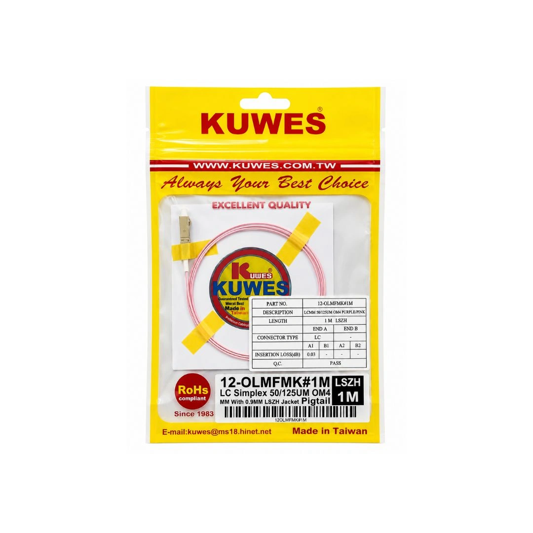 KUWES LC OM4 Simplex Fiber Pigtail 1M LSZH – 50/125µm