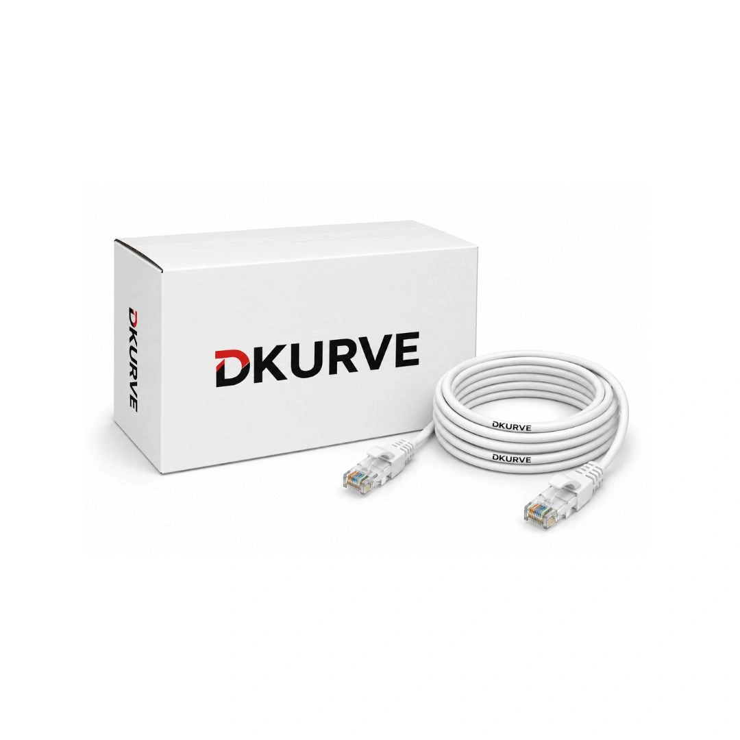 DKURVE Cat6 1M White Patch Cable – 50 Pack | 24AWG Full Copper | Gold Plated | Business Bulk Buy