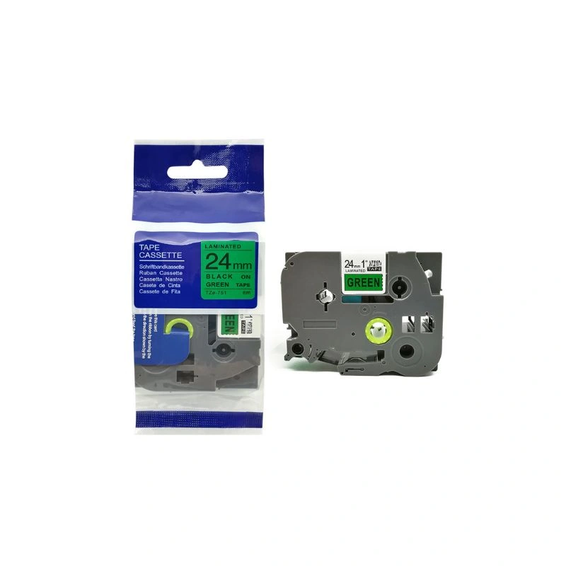 Brother Compatible Label Tape 24mm × 8m – Black on Green