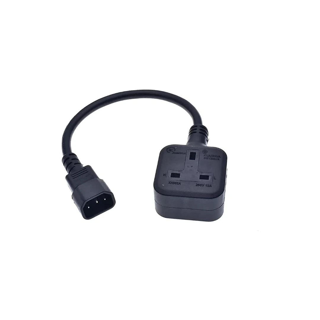 DKURVE IEC C14 Male to UK 13A Female Power Adapter Cable 30cm | UPS, PDU & Server Rack Power Lead