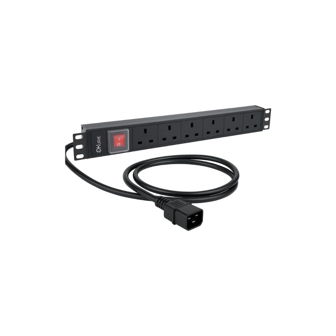 DKURVE 6-Way 16A Rack PDU | 19-Inch IEC C20 Power Distribution Unit