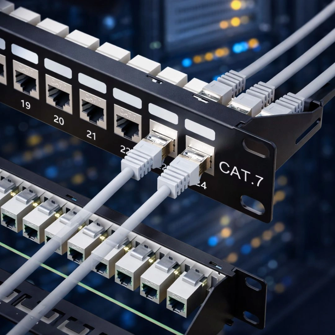 DKURVE 10Gbps Cat7 Patch Panel 24 Port – Shielded 1U 19″