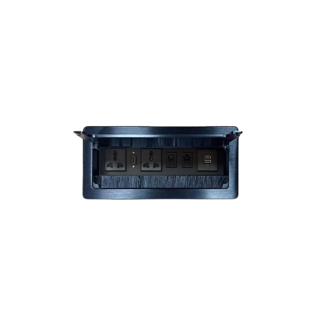 Conference Table Power Socket Box – 2 Plug, USB, LAN & HDMI