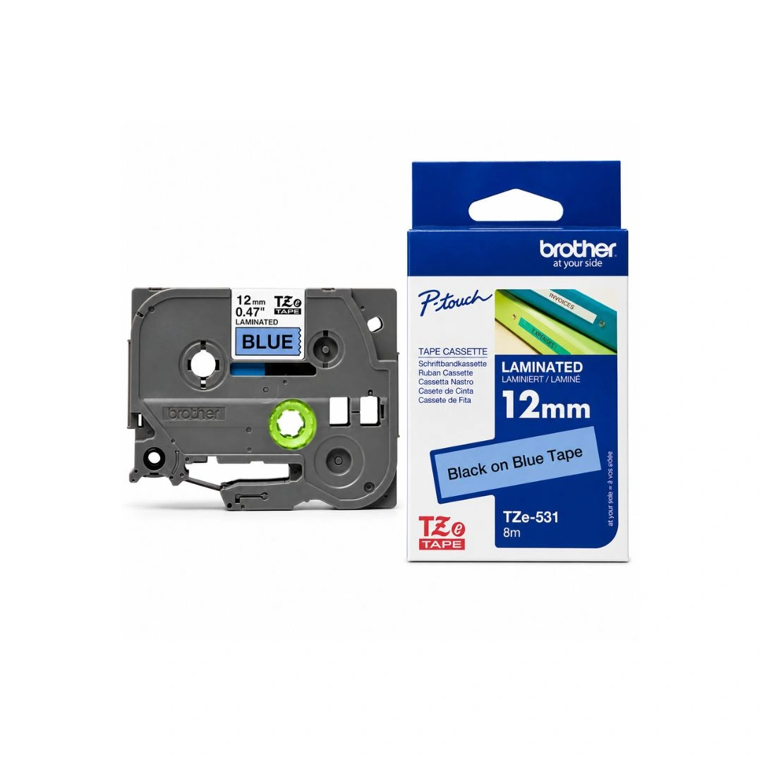 Brother TZe-531 12mm Black on Blue Label Tape